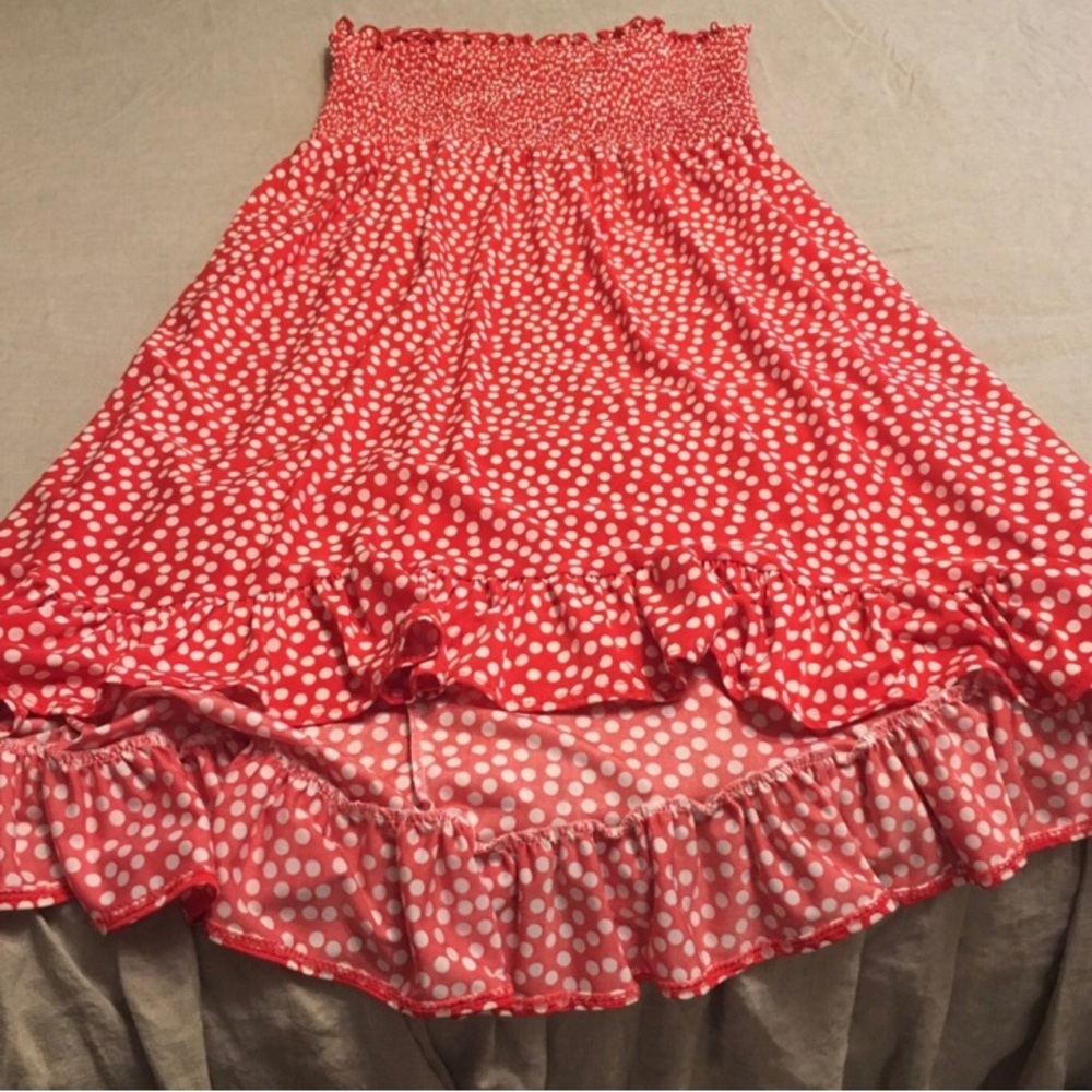 Red and white polka dot dress size L